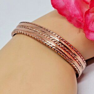 WJ 95 Southwestern Twisted Design Open Cuff Copper Bracelet